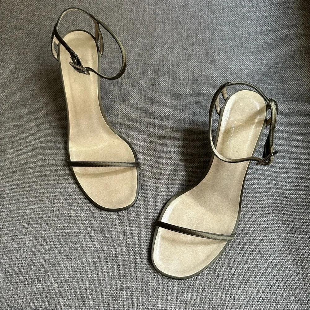 Vintage Gucci by Tom Ford olive green satin heels - Picture 2 of 7